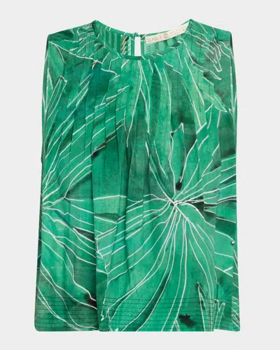 Marie Oliver Letta Pleated Tank Top In Green