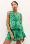Marie Oliver Letta Leaf-print Top In Green