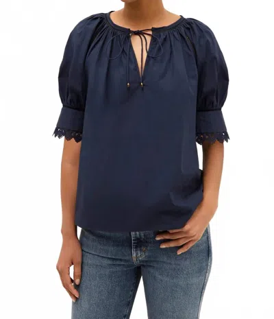 Marie Oliver Lilianna V-neck Top In Naval In Multi