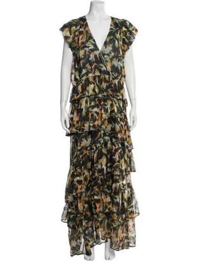 Pre-owned Marie Oliver Linen Long Dress In Black