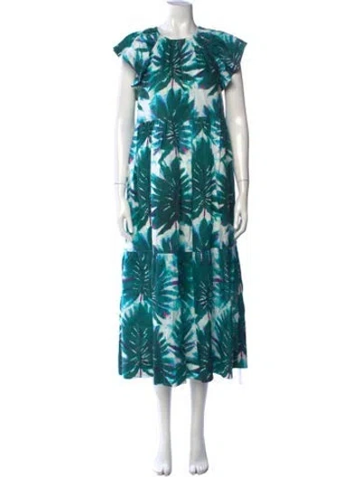 Pre-owned Marie Oliver Linen Long Dress In Blue