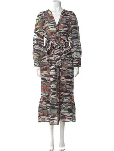 Pre-owned Marie Oliver Linen Long Dress In Multi