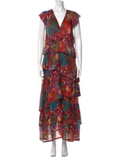 Pre-owned Marie Oliver Linen Long Dress In Multi