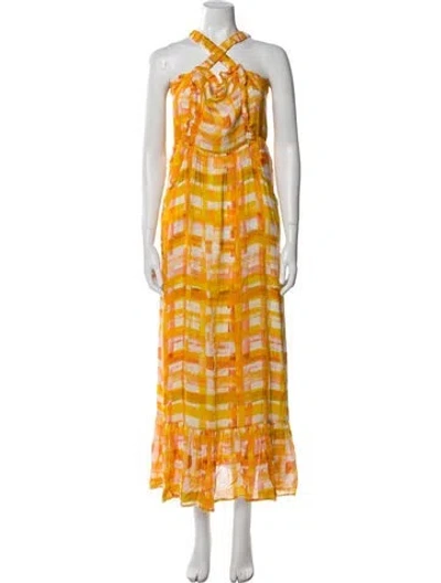 Pre-owned Marie Oliver Linen Long Dress In Orange