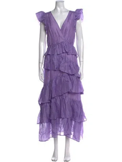 Pre-owned Marie Oliver Linen Long Dress In Purple