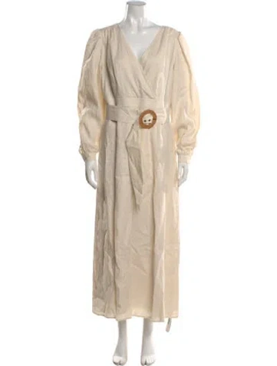 Pre-owned Marie Oliver Linen Long Dress W/ Tags In Neutral