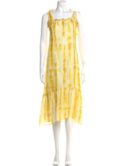 Pre-owned Marie Oliver Linen Long Dress In Yellow