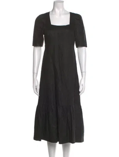 Pre-owned Marie Oliver Linen Midi Length Dress W/ Tags In Black