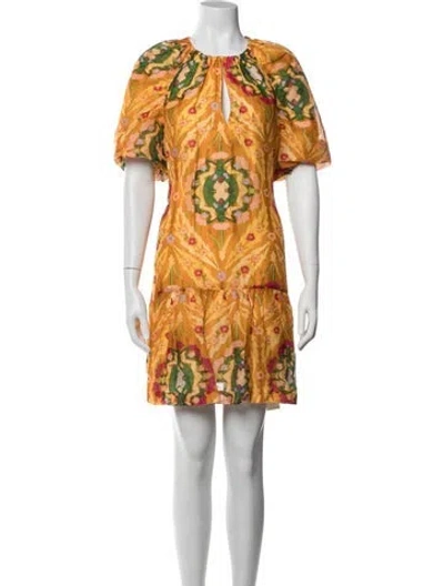 Pre-owned Marie Oliver Linen Mini Dress In Orange