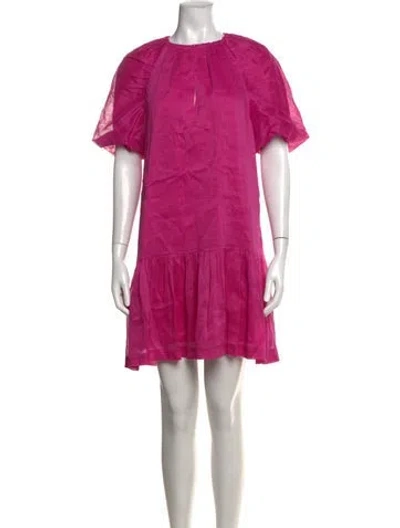 Pre-owned Marie Oliver Linen Mini Dress In Pink