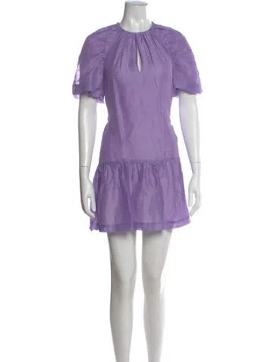 Pre-owned Marie Oliver Linen Mini Dress In Purple