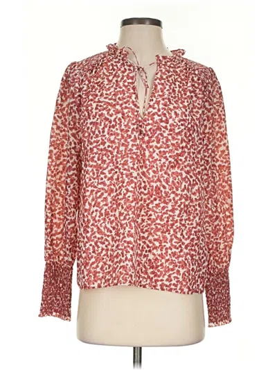 Pre-owned Marie Oliver Long Sleeve Blouse In Red