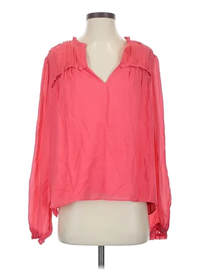 Pre-owned Marie Oliver Long Sleeve Silk Top Pink Sweetheart Neckline Tops