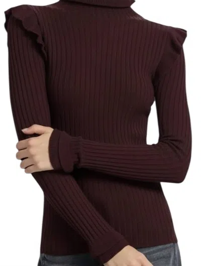 Marie Oliver Long Sleeve Tinley Turtleneck Top In Fig In Burgundy