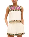 Marie Oliver Lorel Floral-embroidered Sleeveless Top In Neutral