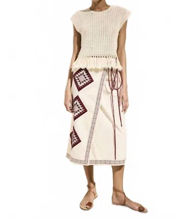 Marie Oliver Luca Embroidered Wrap Skirt In Ruby In Pink