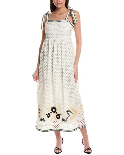 Marie Oliver Lulu Eyelet Midi Dress In Raffia