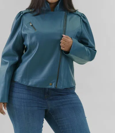Marie Oliver Maeve Moto Jacket - Plus In Space Blue