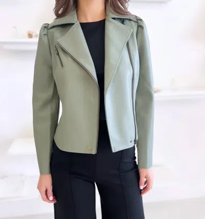 Marie Oliver Maeve Moto Jacket In Fern In Grey