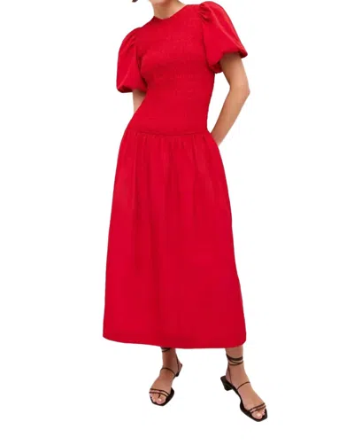 Marie Oliver Marca Smocked Fitted Dress In Lipstick In Multi