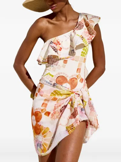 Marie Oliver Ruffled One-shoulder Swimsuit In Multi