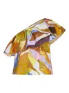 Marie Oliver Mccauley Pleated One-shoulder Ruffle Top In Gelb