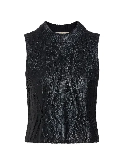 Marie Oliver Mcguire Open-knit Sleeveless Top In Black