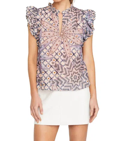 Marie Oliver Merrit Top In Anise Lattice In Gray