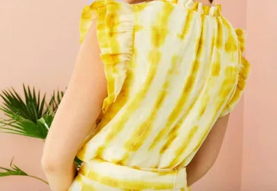 Marie Oliver Merritt Ruffle Sleeve V-neck Top In Lemon Dye In Yellow