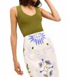 Marie Oliver Miranda Ribbed Knit Tank In Pesto In White