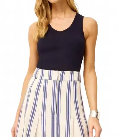Marie Oliver Miranda V Neck Tank Top In Navy In Black
