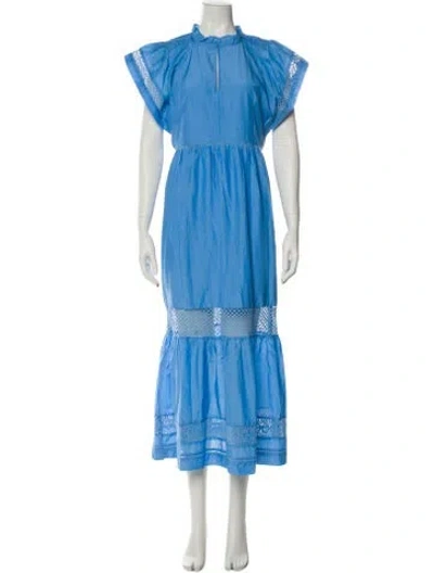 Pre-owned Marie Oliver Mock Neck Long Dress In Blue
