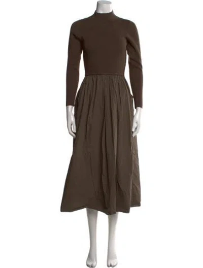 Pre-owned Marie Oliver Mock Neck Long Dress In Brown