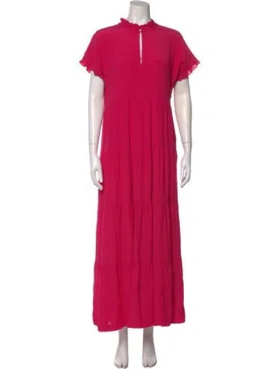 Pre-owned Marie Oliver Mock Neck Long Dress In Pink