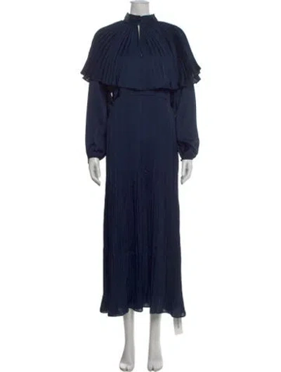 Pre-owned Marie Oliver Mock Neck Long Dress W/ Tags In Blue