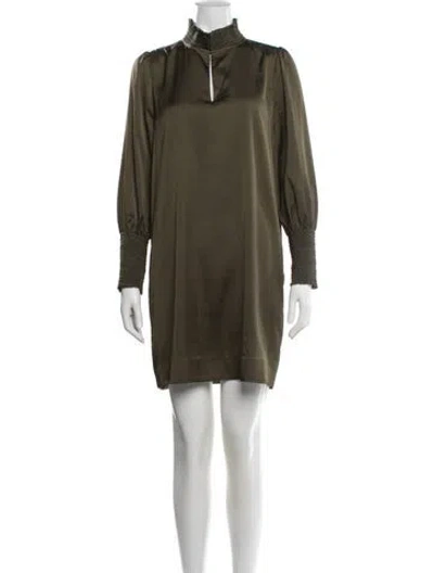 Pre-owned Marie Oliver Mock Neck Mini Dress In Green