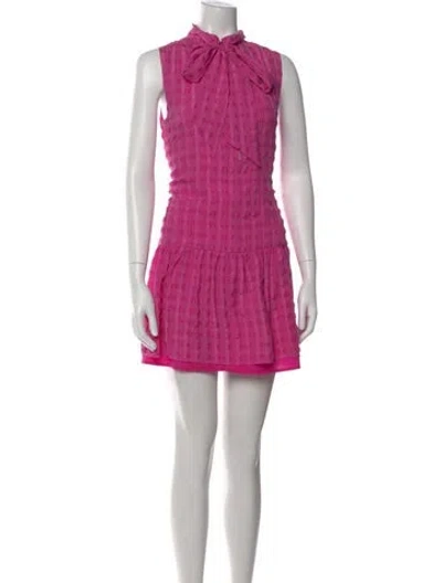 Pre-owned Marie Oliver Mock Neck Mini Dress In Pink
