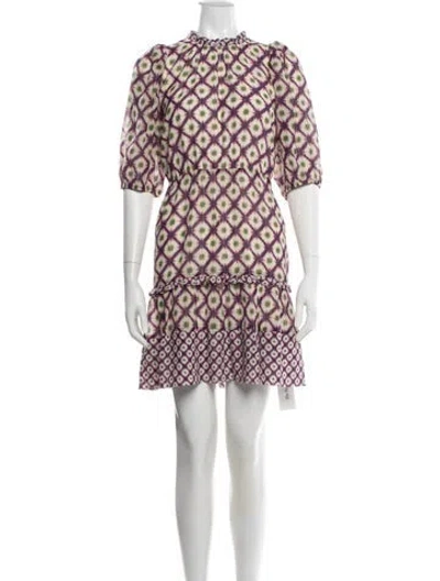 Pre-owned Marie Oliver Mock Neck Mini Dress In White