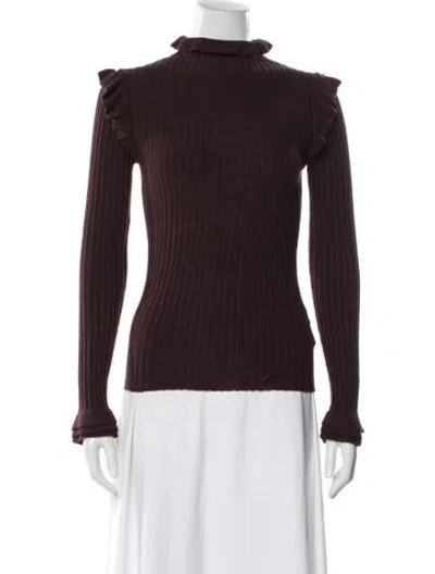 Pre-owned Marie Oliver Mock Neck Sweater In Brown