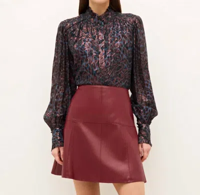 Marie Oliver Montana Metallic Silk Blouse In Riverbend In Brown