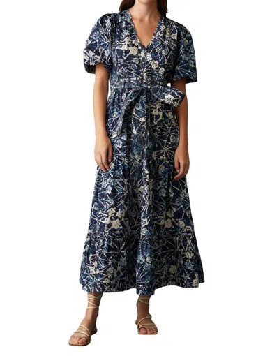 Marie Oliver Natalie Batik Floral Midi Dress In Batik Blues