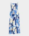 Marie Oliver Neeley Smocked Abstract-print Cotton Midi Dress In Acropolis