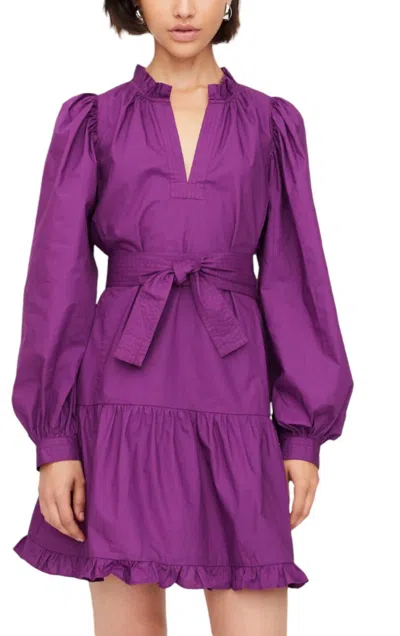 Marie Oliver Purple Plum Nella Long Sleeve Dress With Ruffle Detail