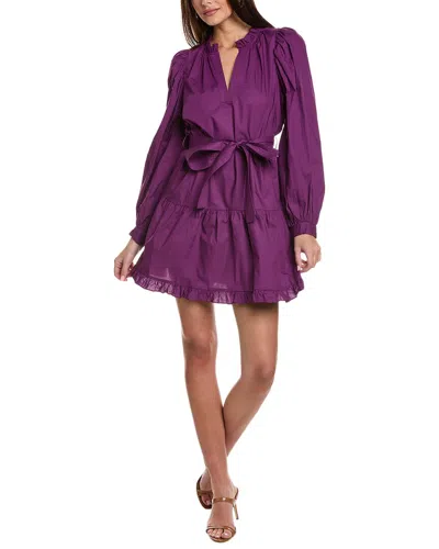 Marie Oliver Purple Plum Nella Long Sleeve Dress With Ruffle Detail