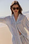 Marie Oliver Nico Oversized Striped Beach Shirt In Blue