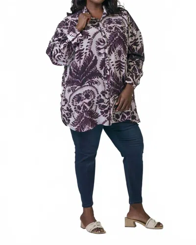Marie Oliver Nico Button Down Long Sleeve Blouse - Plus In Palma In Purple
