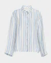 Marie Oliver Nico Oversized Striped Beach Shirt In White