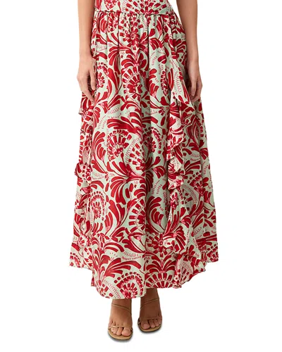 Marie Oliver Oaklen Silk Ruffle Maxi Skirt In Multi