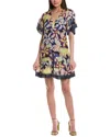 Marie Oliver Octavia Floral-print Fringe Mini Dress In Purple