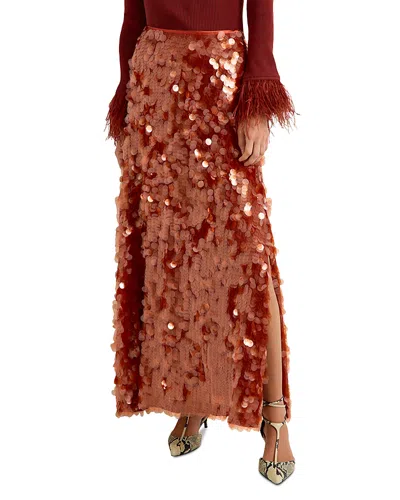 Marie Oliver Odessa Paillette Maxi Skirt In Multi